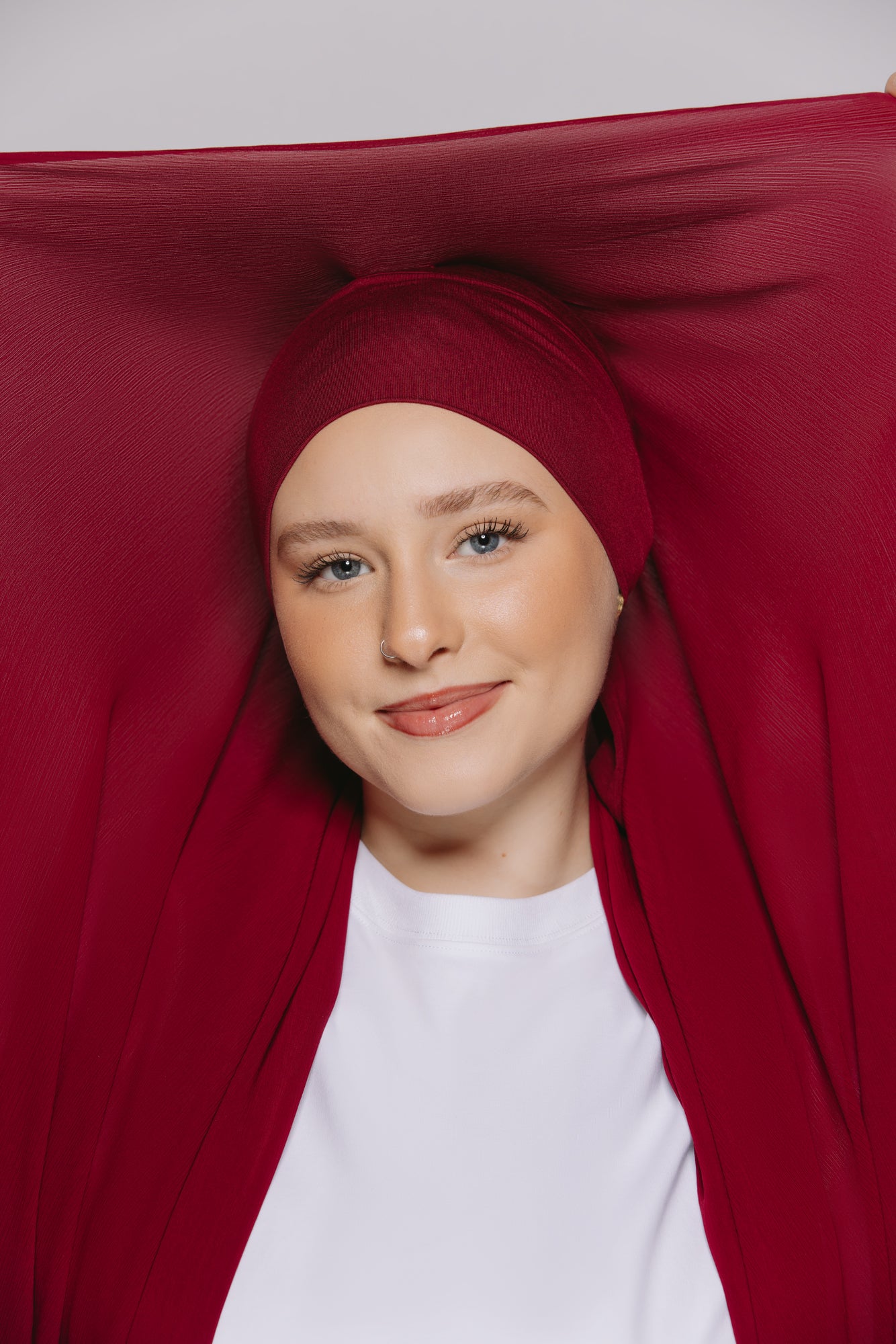 Crimson — Instant Crinkle Chiffon Hijab with Built-in Magnets