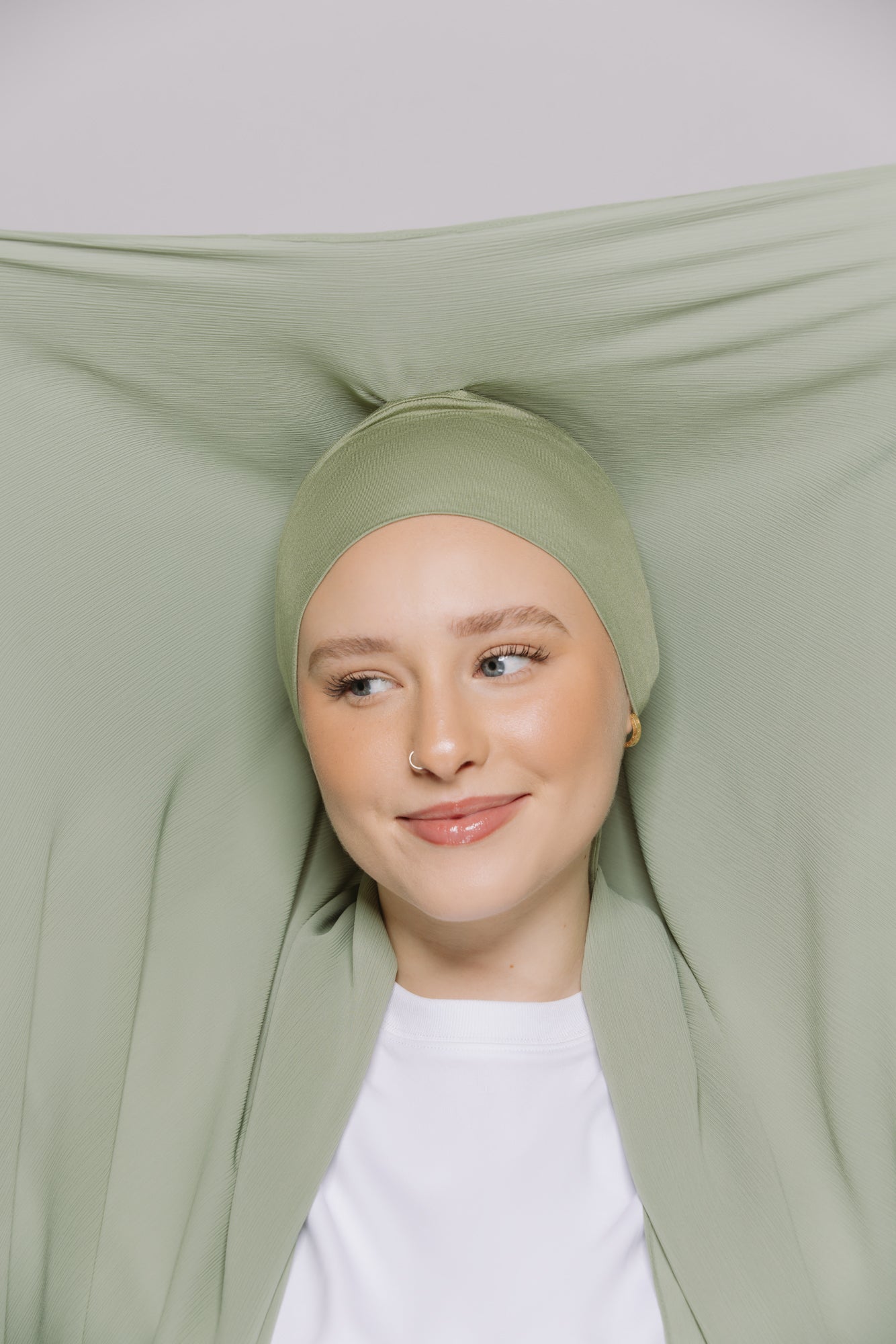 Sage — Instant Crinkle Chiffon Hijab with Built-in Magnets