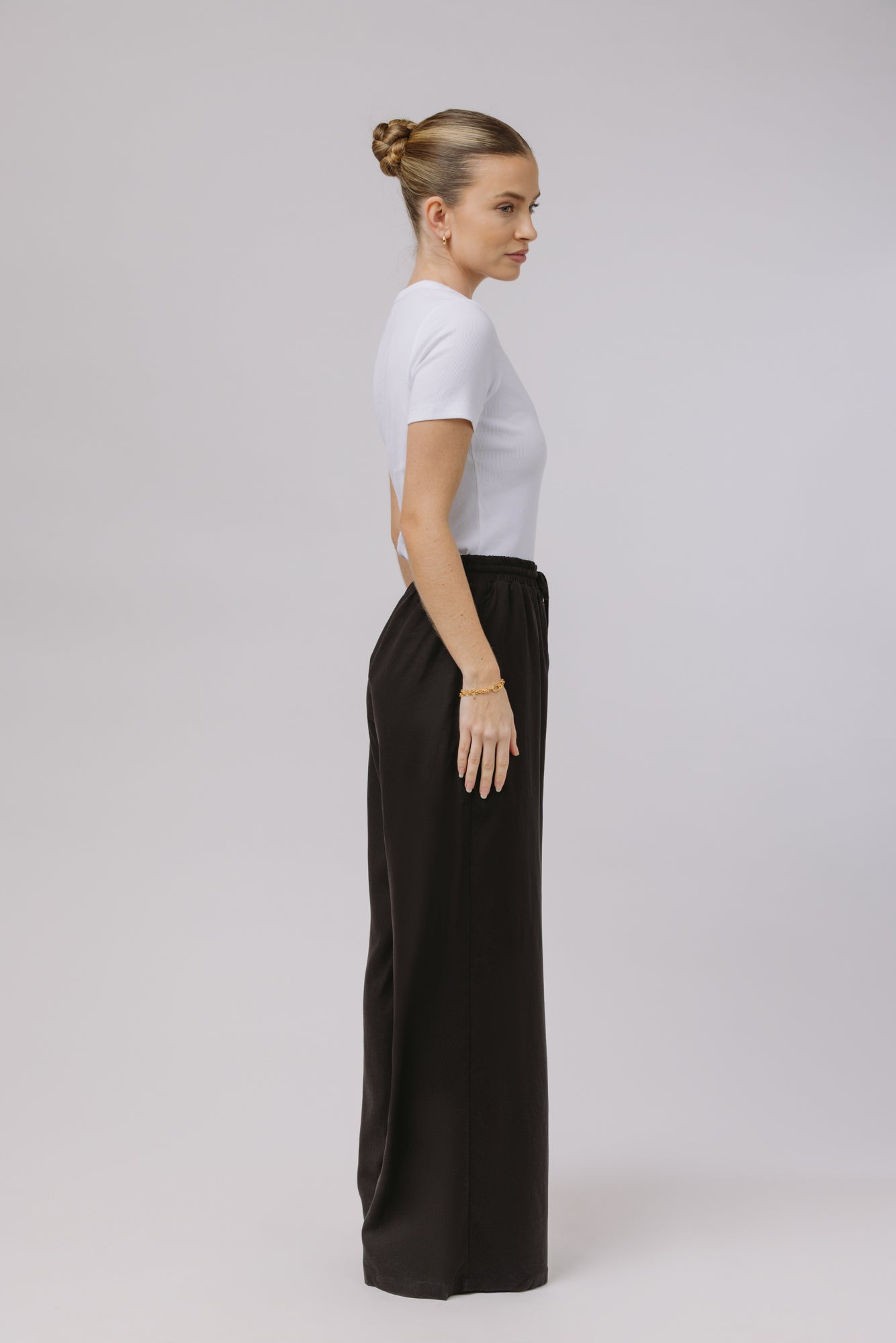 Safiya — Rouched Tie Waist Linen Set (Black)