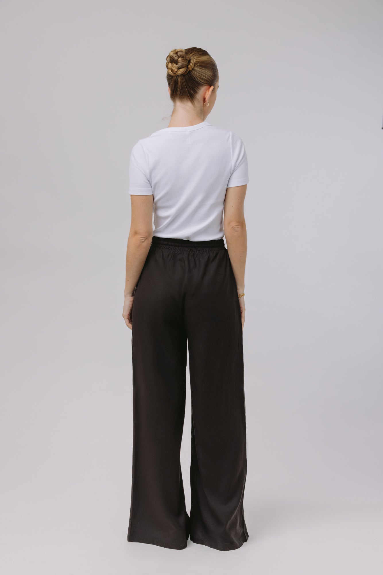 Safiya — Rouched Tie Waist Linen Set (Black)