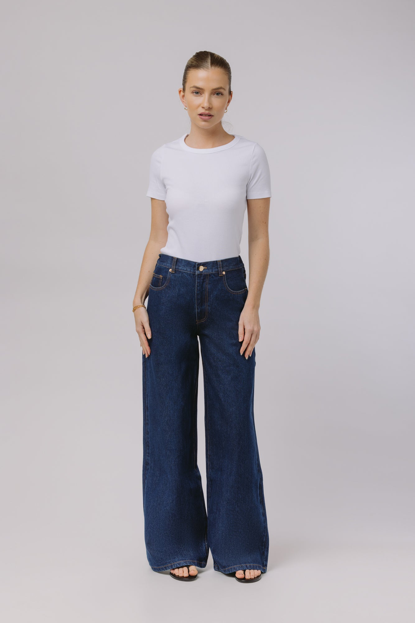 Deniz — Collarless Denim Set