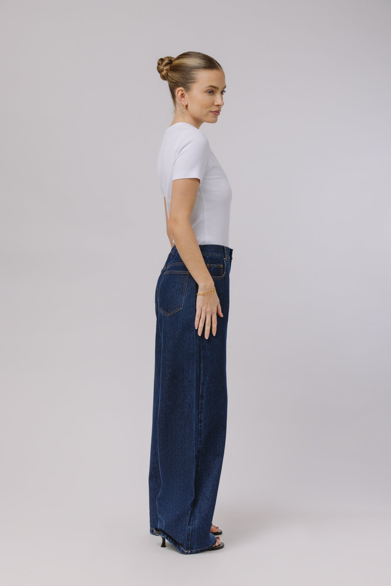Deniz — Collarless Denim Set