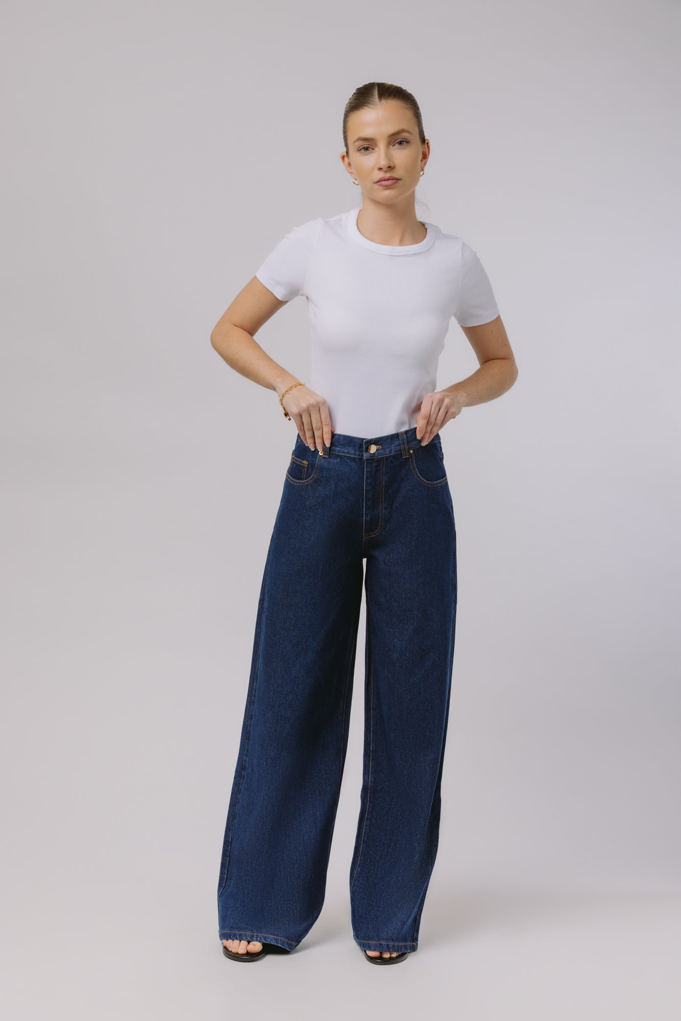 Deniz — Collarless Denim Set