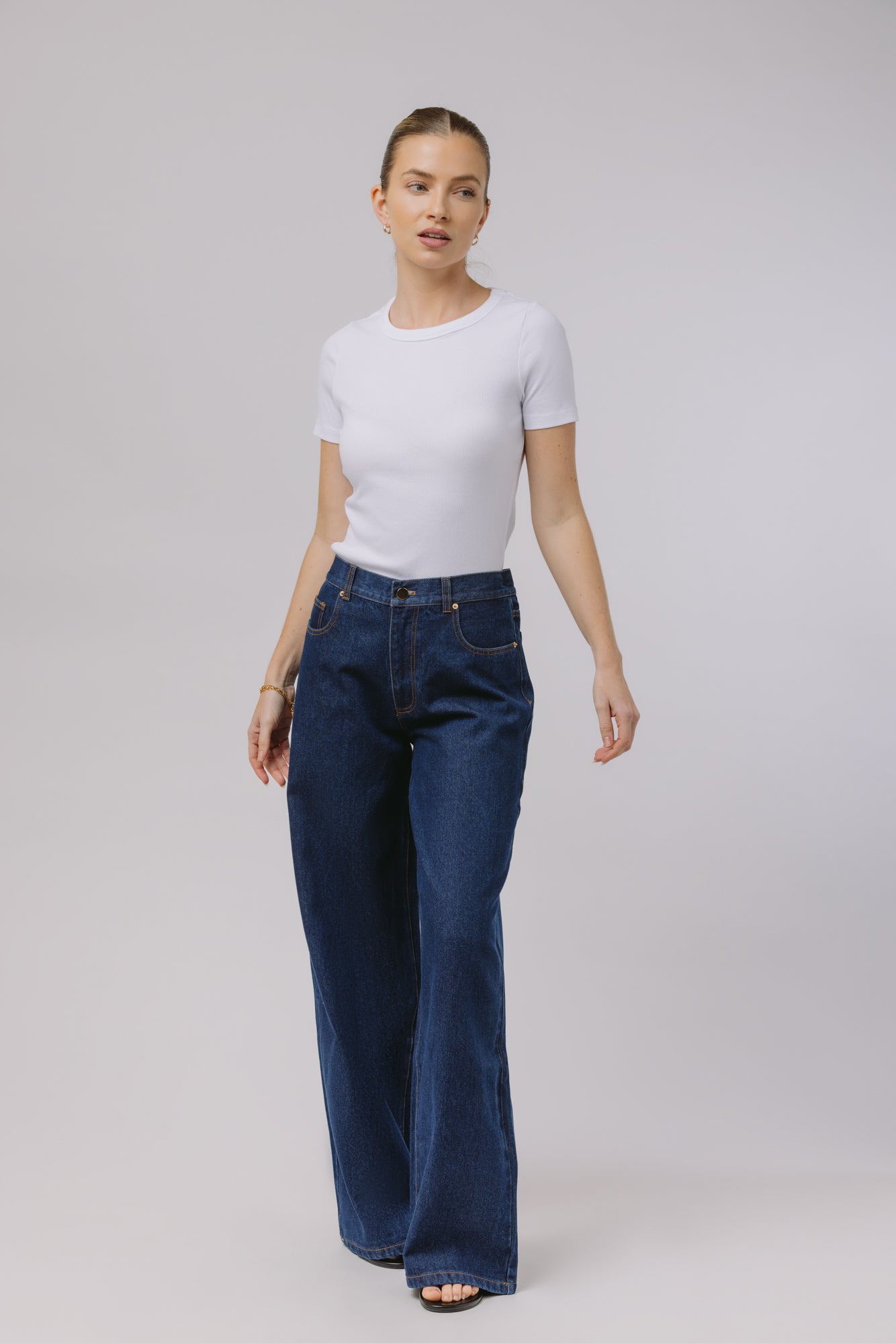 Deniz — Collarless Denim Set