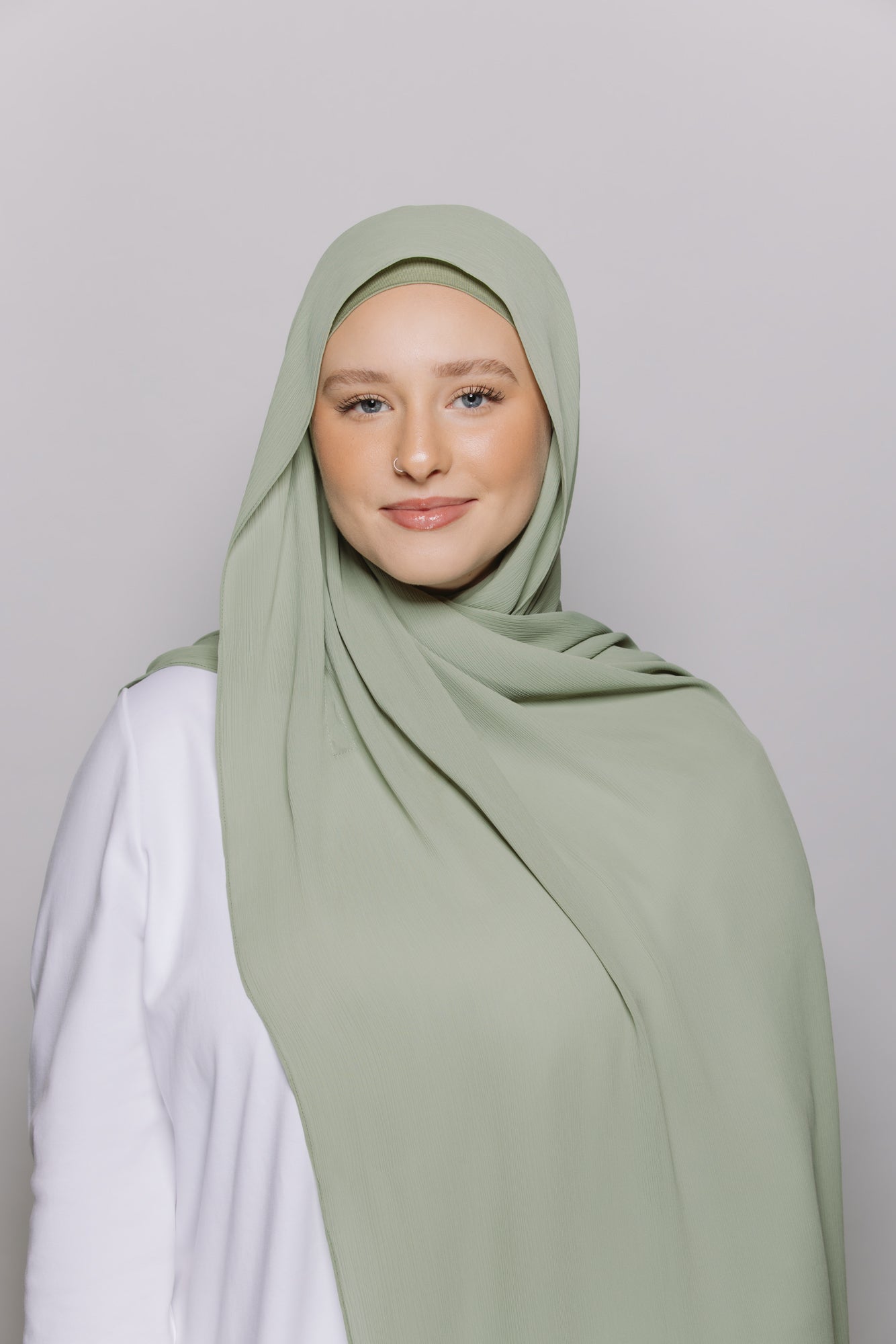 Sage — Instant Crinkle Chiffon Hijab with Built-in Magnets