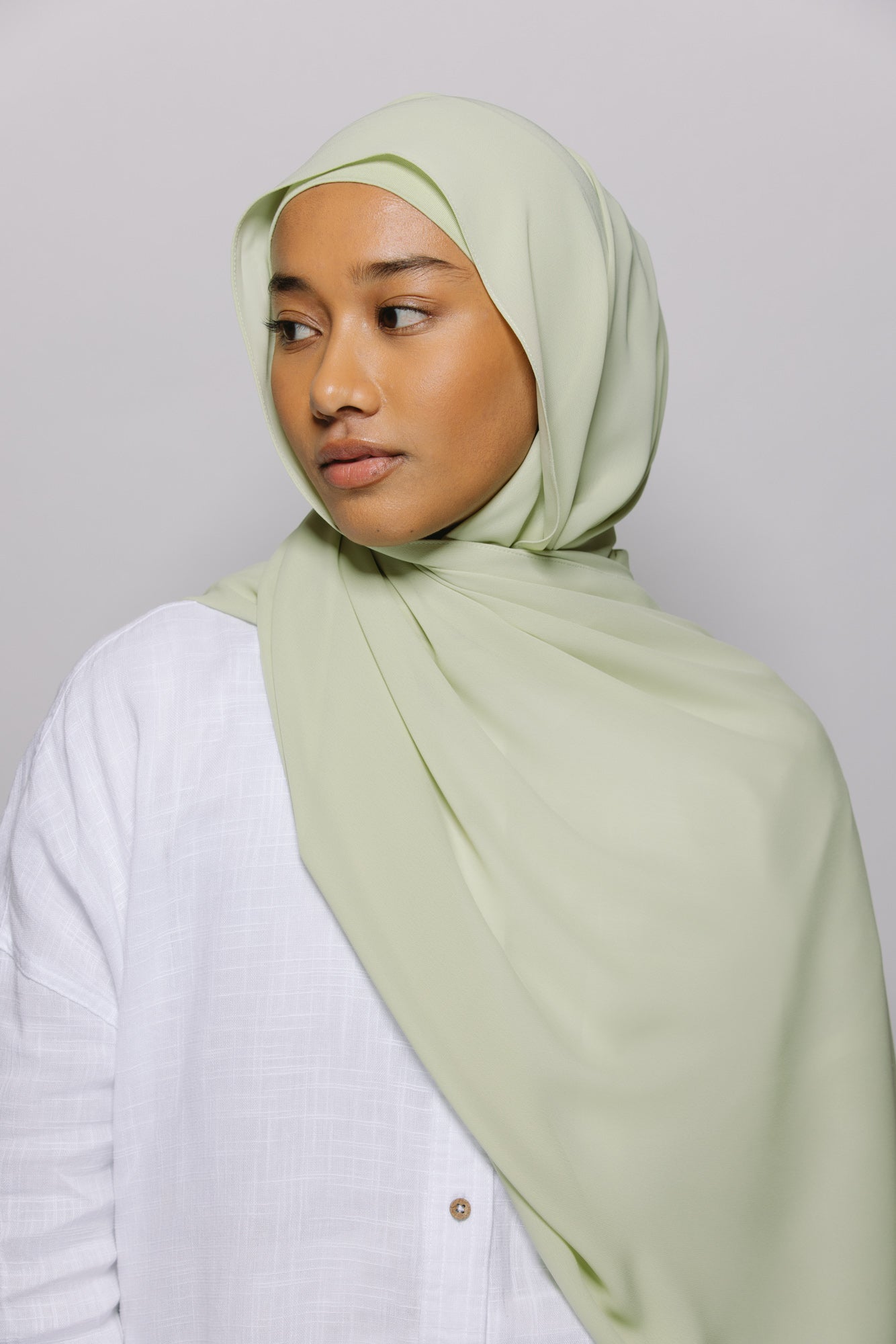 Pistachio — Instant Chiffon Hijab with Built-in Magnets