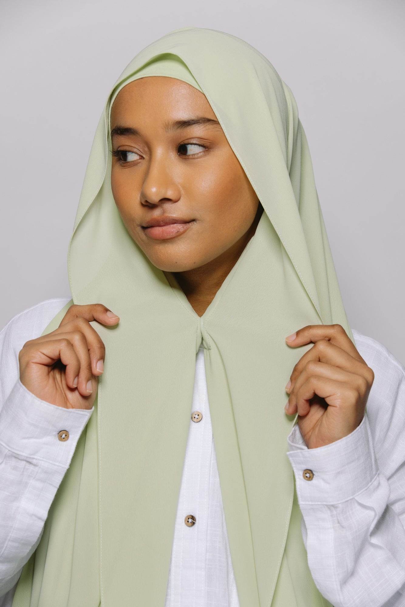 Pistachio — Instant Chiffon Hijab with Built-in Magnets