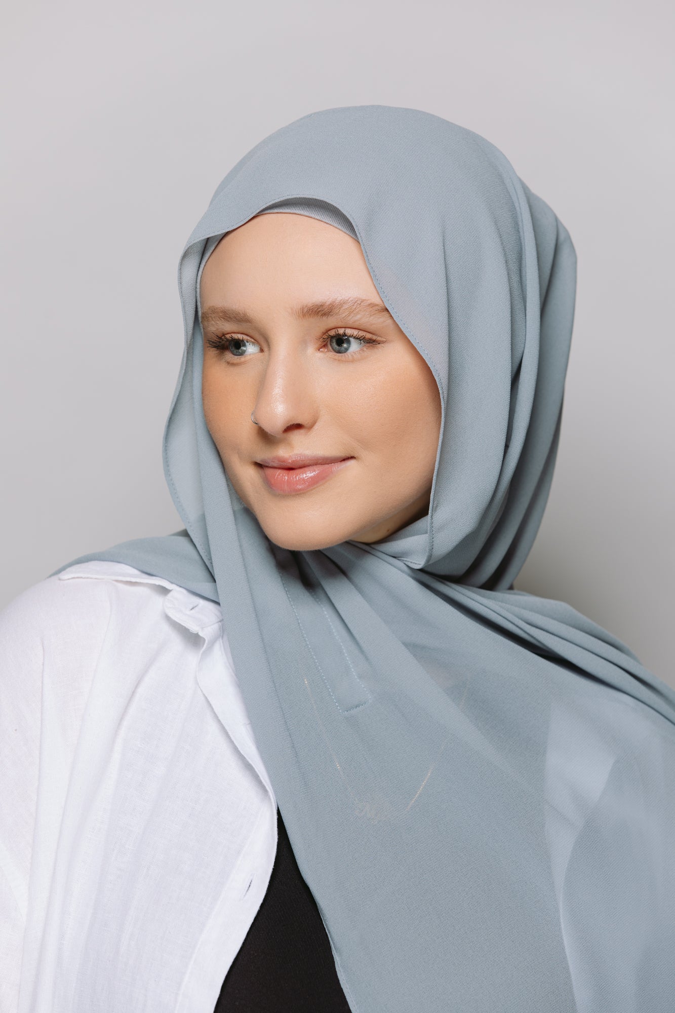 Sakinah Blue — Instant Chiffon Hijab with Built-in Magnets